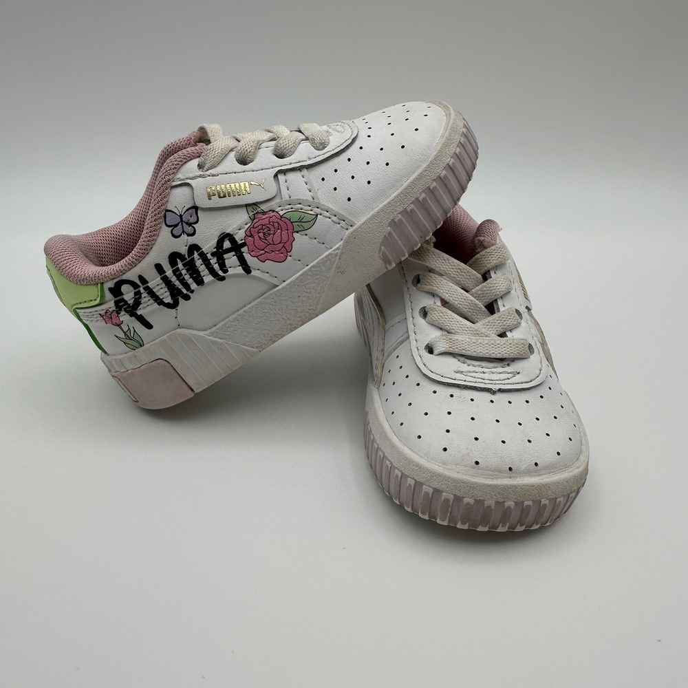 Puma Cali Star In Bloom Toddler 5C White Pink‎ Floral Butterfly Sneakers